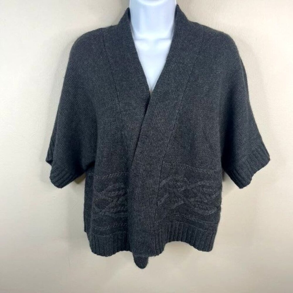 Vintage Quiet Luxury Angora Wool Sweater Large Celtic Cable Knit CardiganNeutral